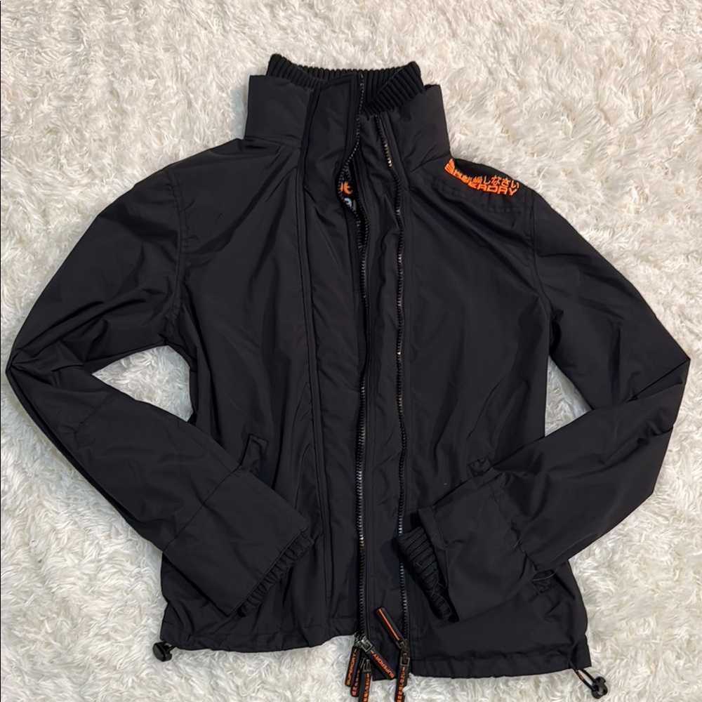 Superdry Black and Orange Jacket with Zippered Front